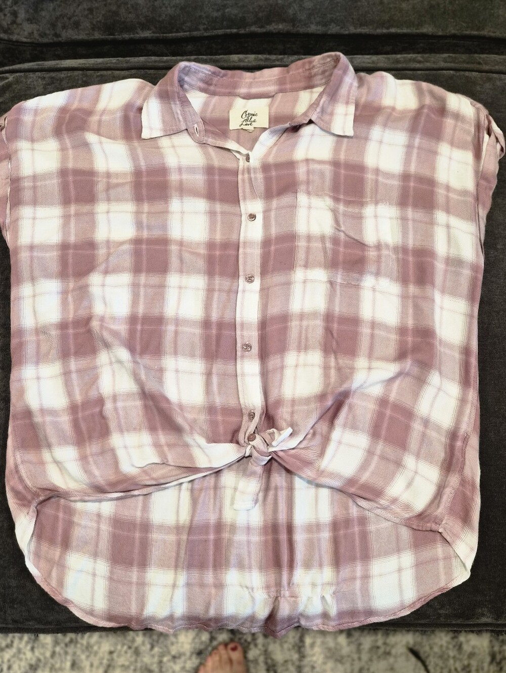 Cosmic Blue Lovw Pink Plaid Button-Up Shirt
